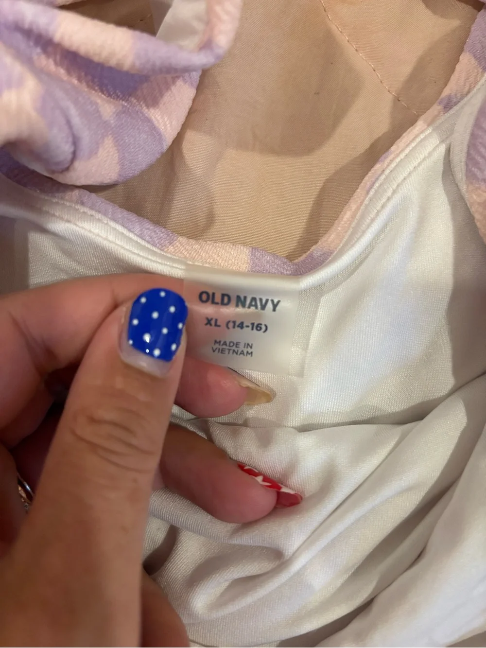 Old Navy Lavender and White Checkered Girls One-Piece Swimsuit
